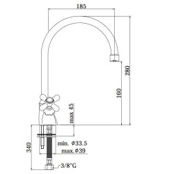 Traditionelle Küchenarmaturen Doppelhebel-Spültischarmatur mit drehbarem Auslauf in Chromfarbe Paffoni Iris IRV180CR