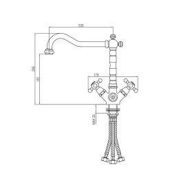 3 Wege Küchenarmaturen Dreiwege-Küchenspülenmischer mit 230 mm Auslauf Porta & Bini Old Fashion 62072