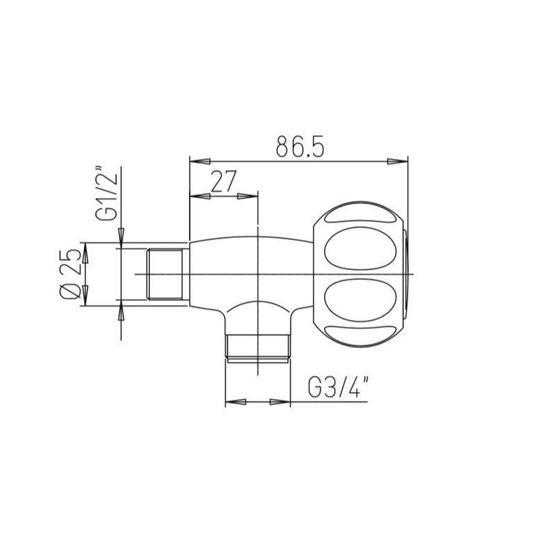 Robinets pour arrêter l'eau Arrêter le robinet 1/2" x 3/4" Paini Arno 37CR525