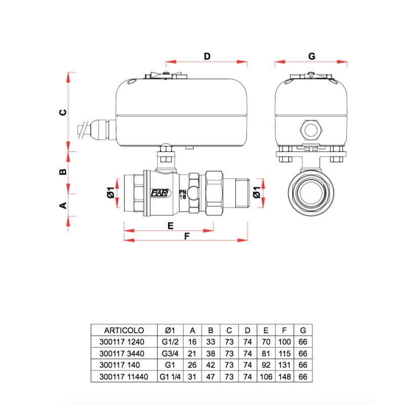 Zone valve 2-way zone control ball valve with male-female connections Far 300117