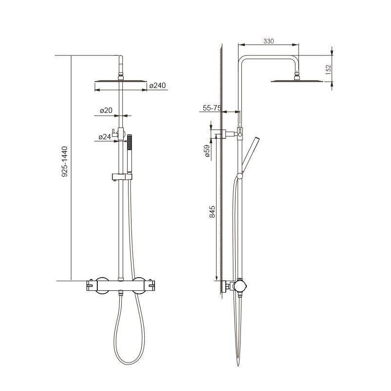 Colonne Doccia Con Miscelatore Colonna doccia termostatica versione tonda Damast Sally 12448