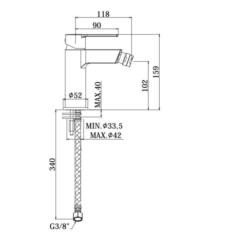 Single lever bidet taps Mitigeur de bidet avec levier ouvert Paffoni Ringo RIN131CR