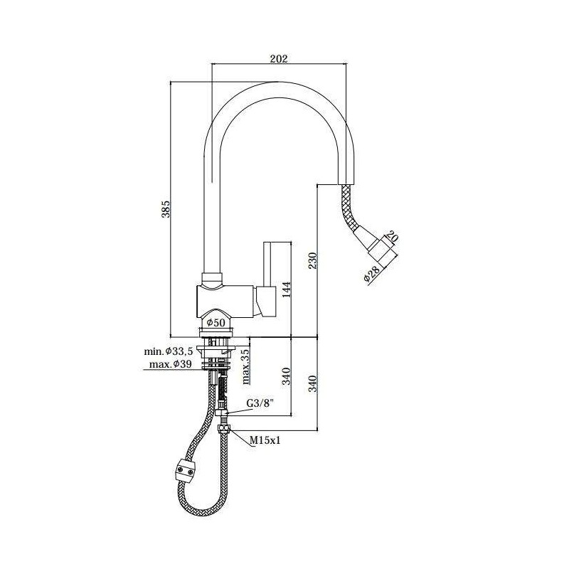 Robinets avec douche amovible Mitigeur d'évier avec bec pivotant et douche extractible Paffoni Stick SK185CR