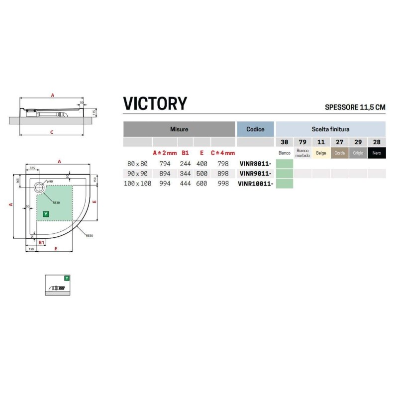 Piatti doccia Semicircolari Piatto doccia semicircolare 11.5 cm bianco opaco Novellini Victory