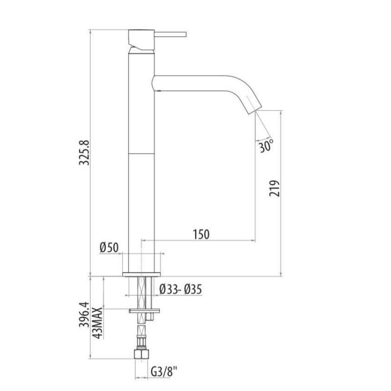 Rubinetti alti per bacinella Miscelatore per lavabo alto nero opaco Gattoni Easy 2384/23NO