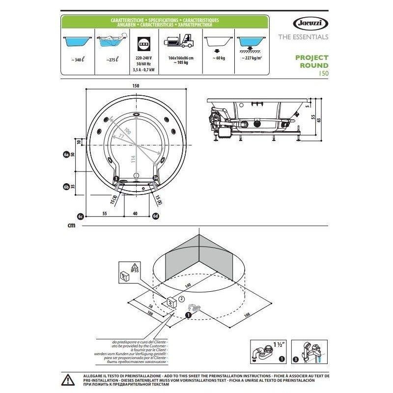 Vasche Freestanding Vasca da bagno tonda da incasso Jacuzzi Project Round