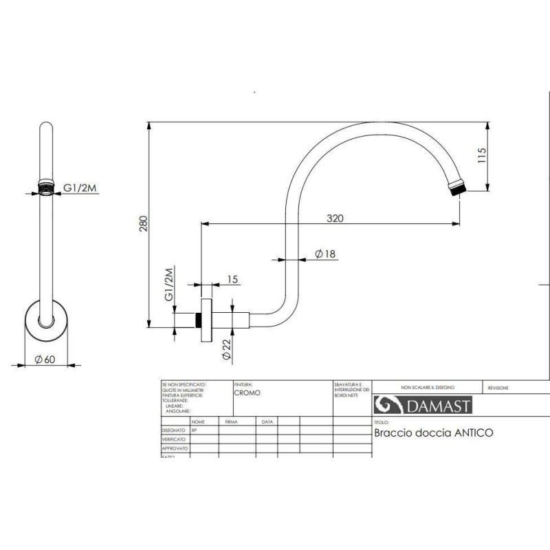 Kit Doccia completi Kit doccia in ottone retrò Damast Antico 13641