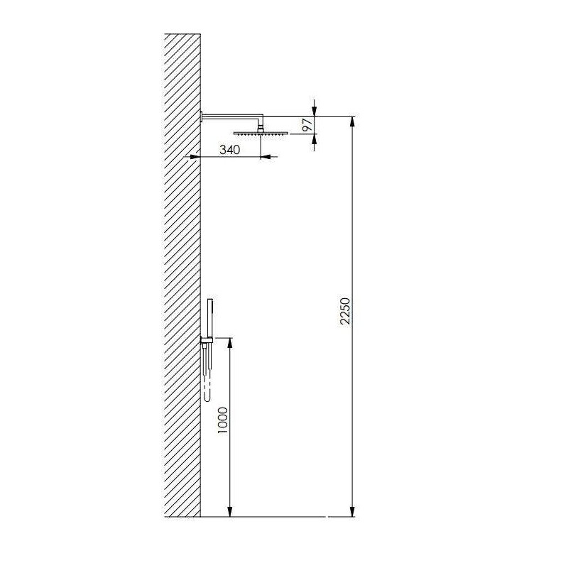 Duschset Quadratisches Duschset aus verchromtem Messing 20 x 20 cm Damast Elegance 13654