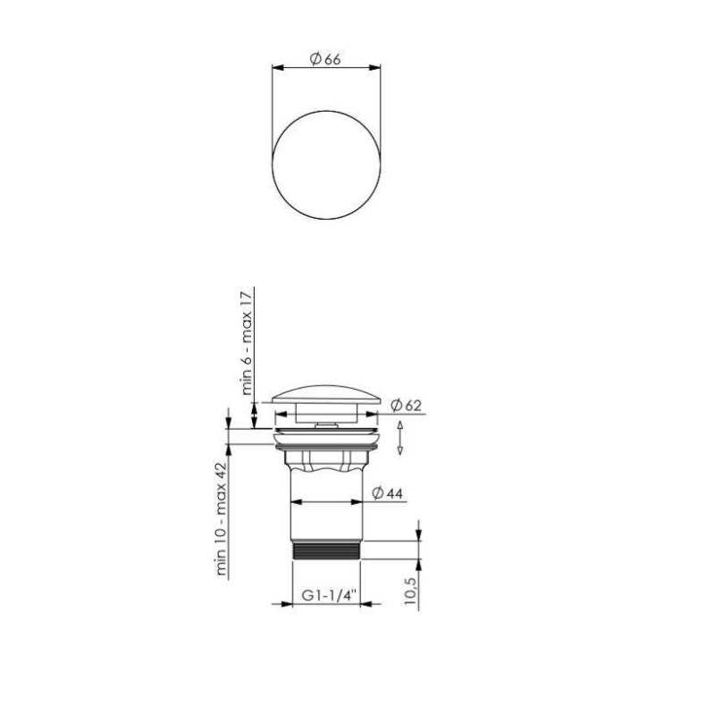 Siphons, discharges and drains Prolonged matt black clic-clac waste Sphera RISCCC201NO