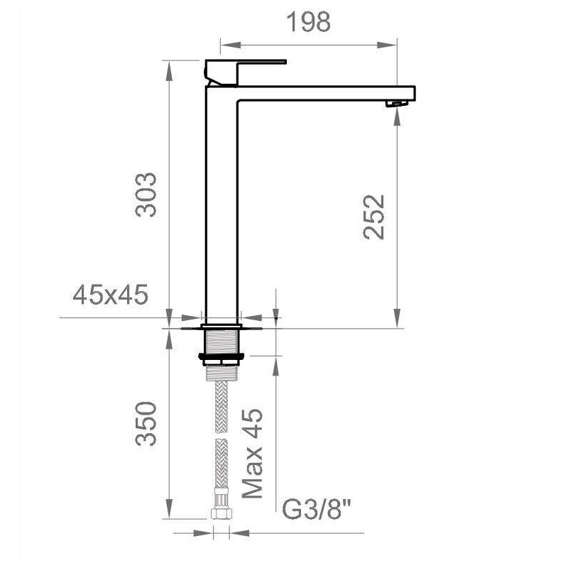 Grifos de lavabo palangana Mezclador alto lavabo negro mate modelo cuadrado Ercos Italia R BTITRKLAF5