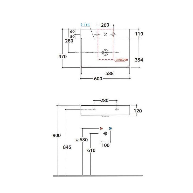 Lavabos sobre encimera Lavabo sobre encimera de cerámica 60.47 Globo T-EDGE B6R65