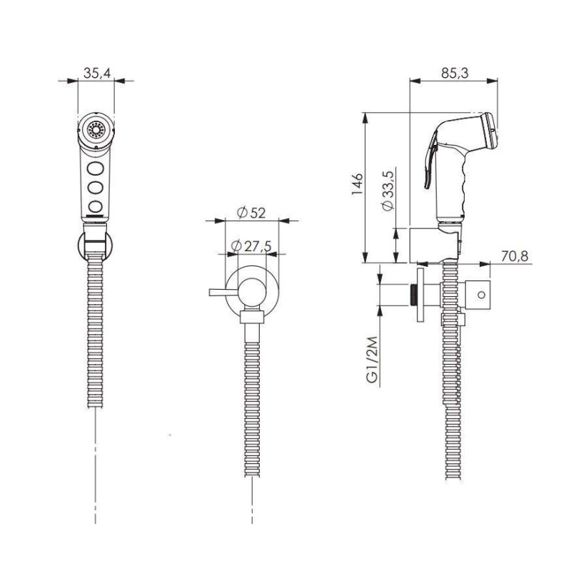 hydro-toilet brush Shower kit for toilet in chrome color Damast 14176