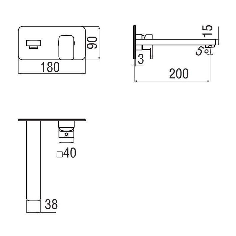 Rubinetti lavabo a parete Miscelatore lavabo a parete in ottone cromato Nobili Loop LP90198/1CR