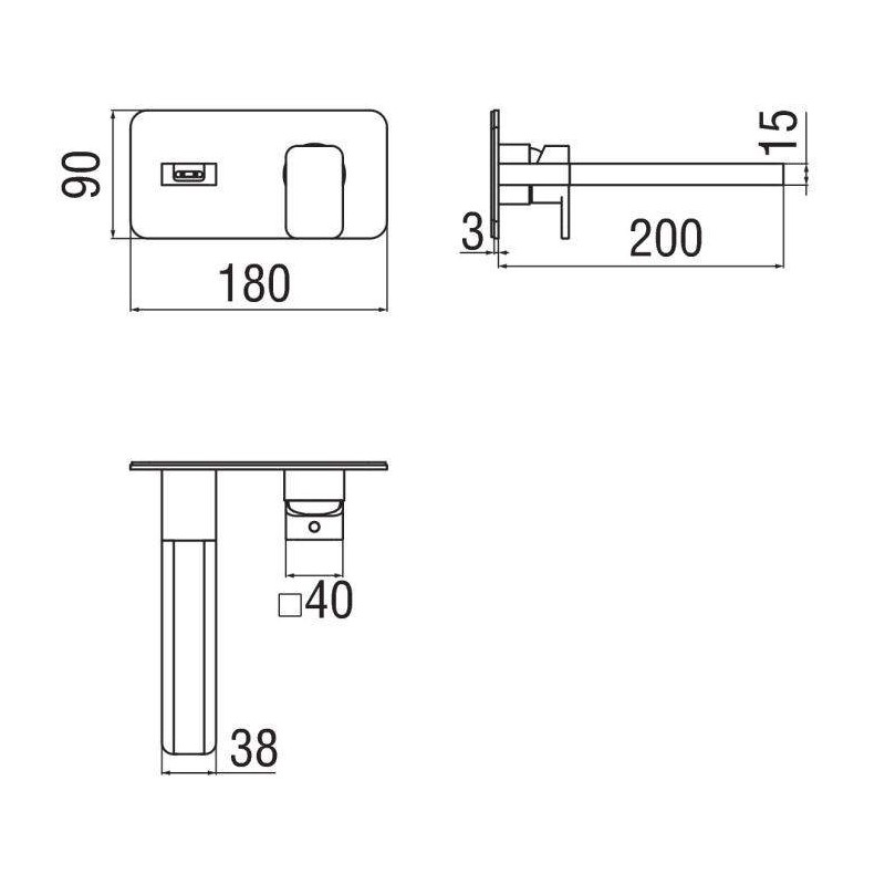 Grifos cascada baño Mezclador de lavabo de pared con caño en cascada Nobili Loop LPC90198