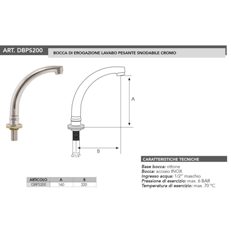 Spout of the tap spare parts 360 ° swiveling steel spout Tecom DBPS