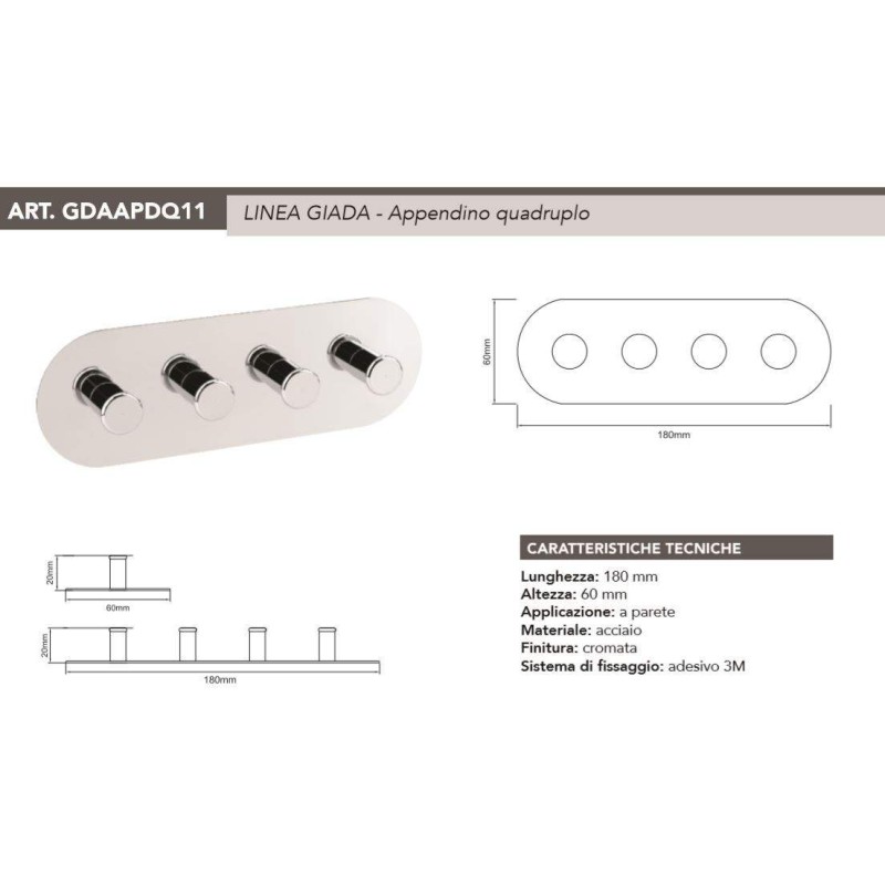 Towels rack Towel hanger 4 fixing adhesive positions Tecom GDAAPDQ11