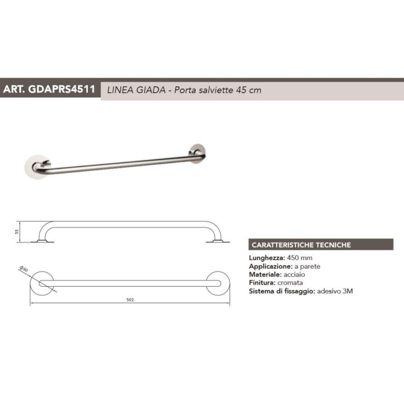 Porta Asciugamani Portasalivette per lavabo o bidet in acciaio Tecom GDAPRS4511