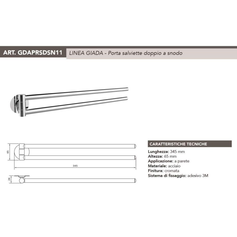 Porta Asciugamani Porta salviette doppio snodato Tecom GDAPRSDSN11