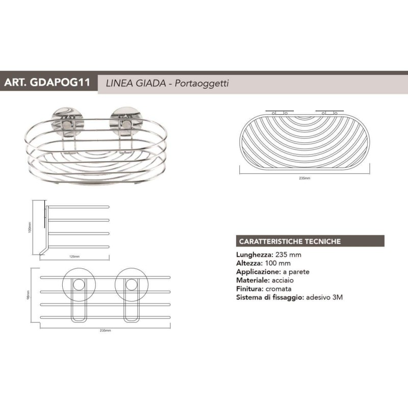 Griglie e Cestino Portaoggetti Porta oggetti per doccia in acciaio inox Tecom GDAPOG11