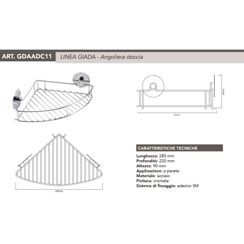 Griglie e Cestino Portaoggetti Mensola angolare in acciaio inox Tecom GDAADC11