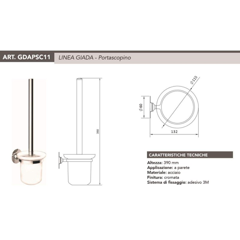 Porta Scopini WC Portascopino installazione a parete Tecom GDAPSC11