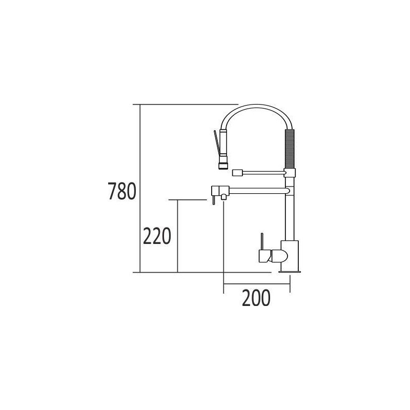 Robinets avec douche amovible Mélangeur d'évier de cuisine professionnel ESGG Gattico EC03510CR