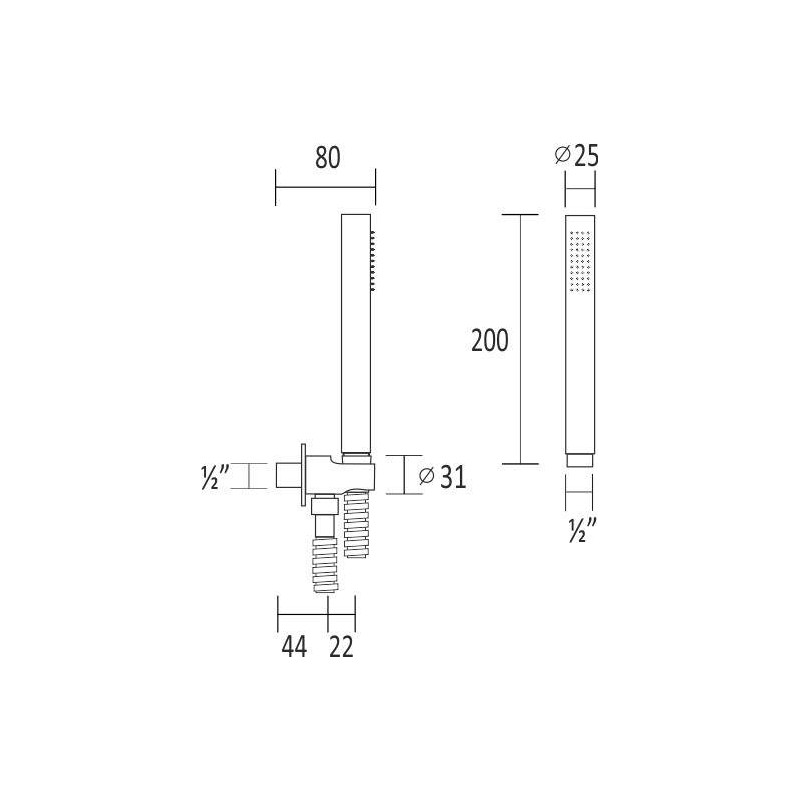 Full Shower Kit Shower kit complete with steel shower head ESGG ADIGE EKD0002CR