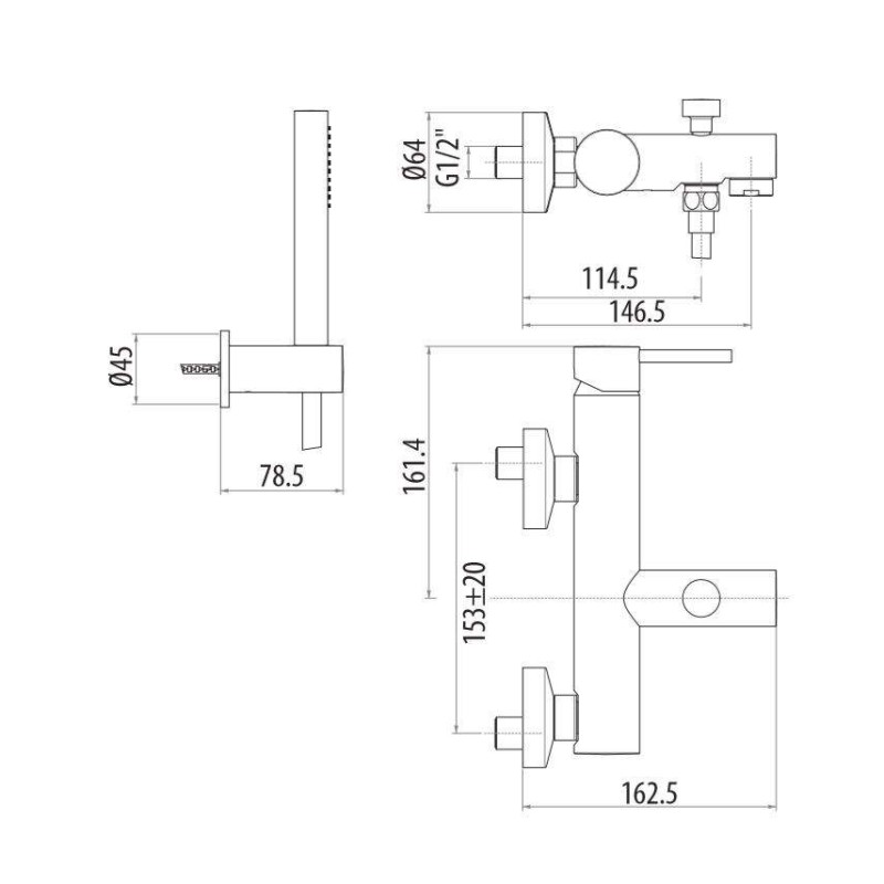 Rubinetti Vasca Monoleva Miscelatore vasca esterno bianco opaco Gattoni Easy 2201/22BO