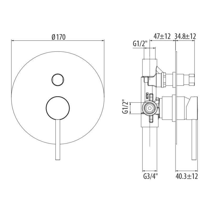 Robinets Douche encastrés Mitigeur de douche à encastrer 2 voies blanc mat Gattoni Easy 2234/22BO