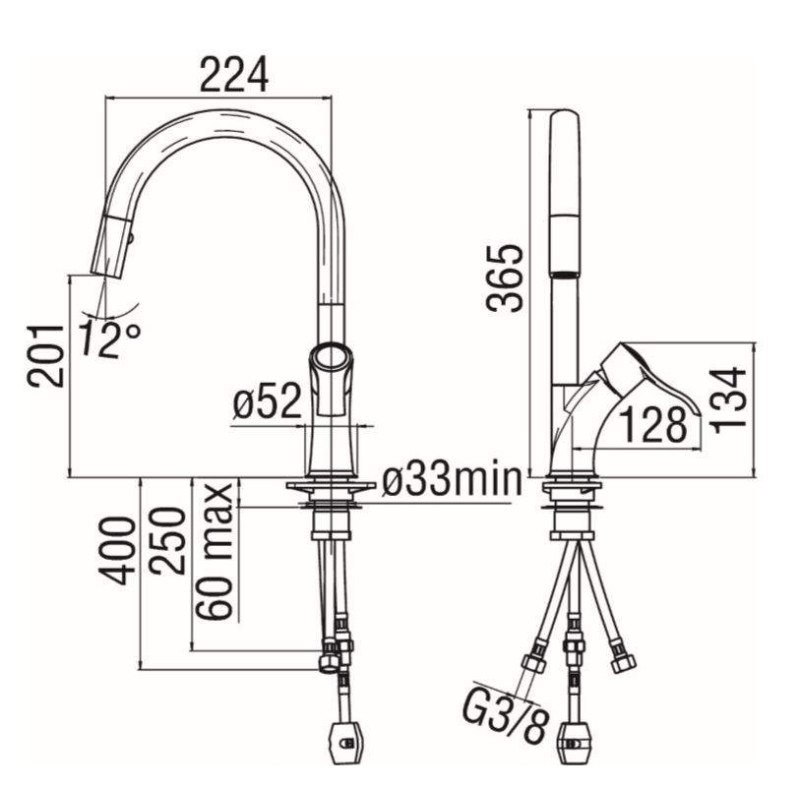 Kitchen taps with shower head Sink mixer with pull-out kitchen shower Nobili Sofì SI98127CR