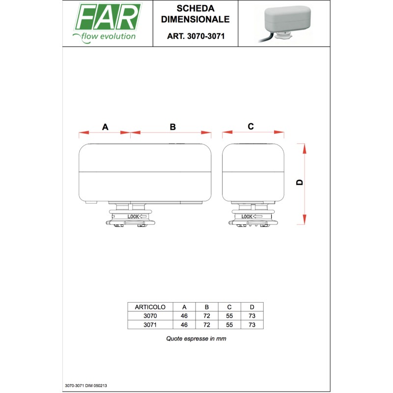 Zone valve 3-point actuator with auxiliary microswitch for zone valves with quick FAR 3070