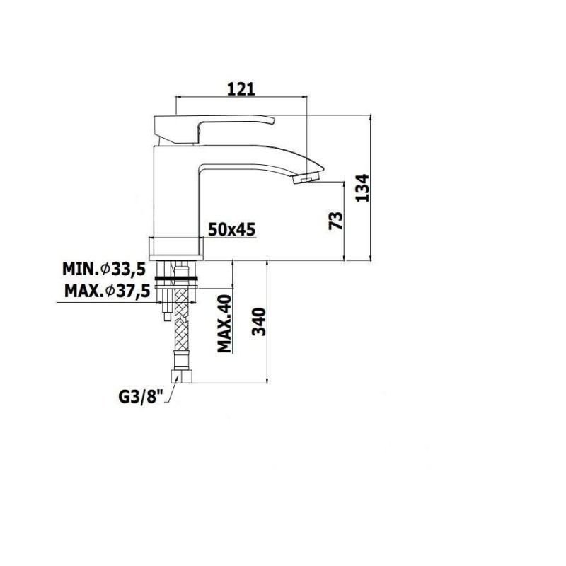 Rubinetti Lavabo Monoleva Miscelatore per lavabo in ottone Paffoni Level LES071CR