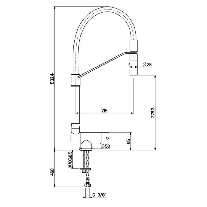 Spandrel kitchen taps Matt black underwindow kitchen sink mixer Gattoni Rubinetterie 6015065NO