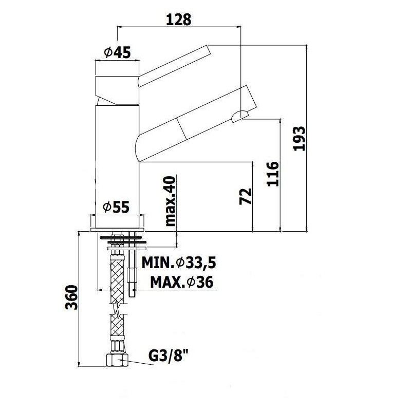 Grifos Lavabo Monomando Mezclador de lavabo de latón cromado Paffoni Birillo BI071CR