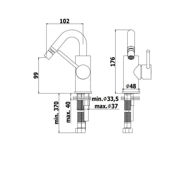 Grifo para bidé Mezclador de bidé con caño regulable Paffoni LIGHT LIG938CR