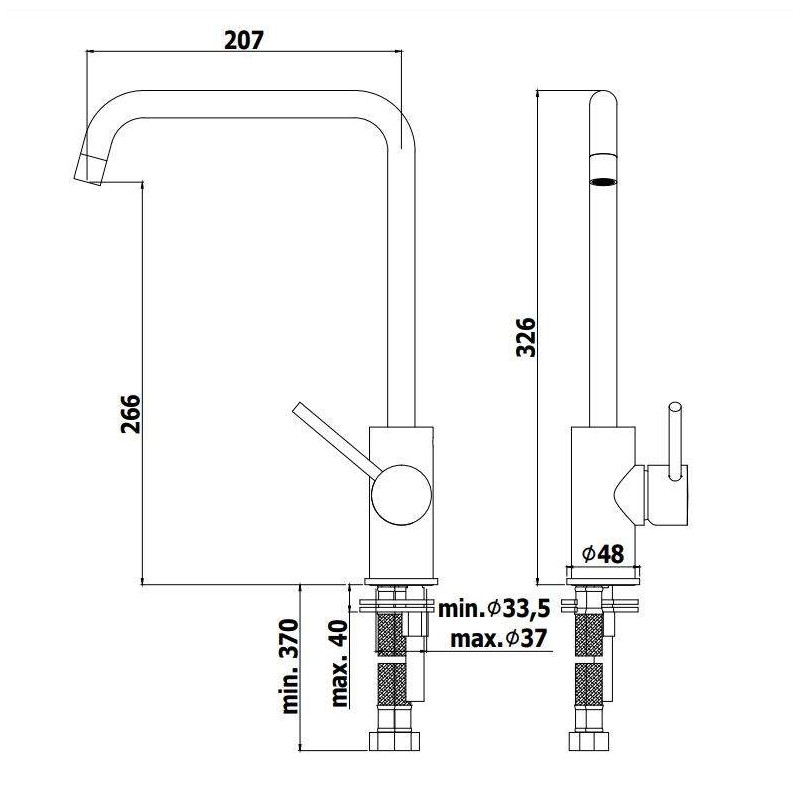 Robinets traditionnels pour la cuisine Mélangeur d'évier de cuisine avec bec orientable Paffoni LIG980CR