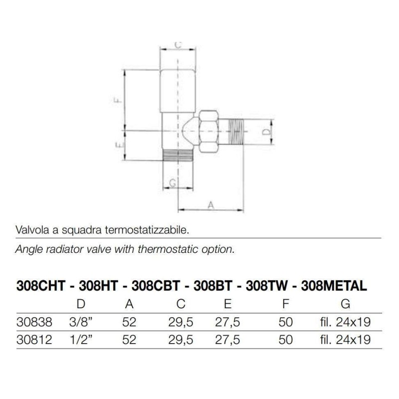 Valvole per termoarredo Valvola termostatizzabile in ottone Arteclima 308CHT-308CBT