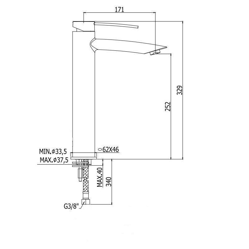 Grifos de lavabo palangana Mezclador de lavabo de latón con caño alto Paffoni BERRY BR081CR