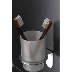 Porte brosse et Porte savon Porte-verre en acier poli avec fixation par vis Capannoli Easy YE103   VS55V