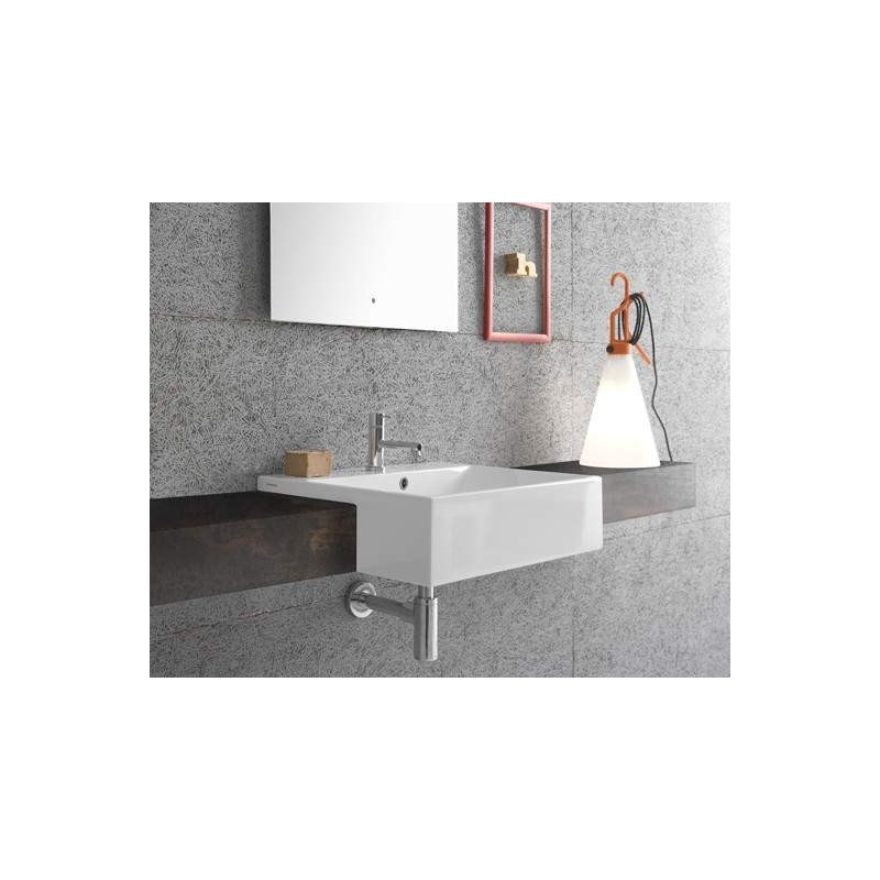 Semi-recessed sinks Semi-recessed installation ceramic washbasin 55.47 Globo Forty3 FO055BI