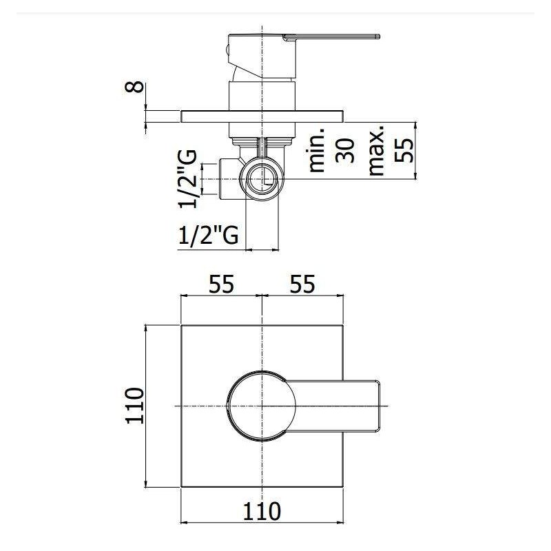 Built-in shower taps Built-in shower mixer 1 outlet Paffoni Tango TA010CR