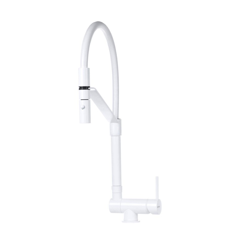 Spandrel kitchen taps Matt white underwindow kitchen sink mixer Gattoni Rubinetterie 6015065BO