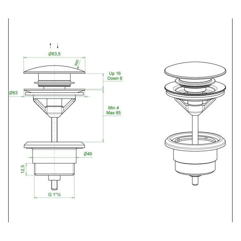 Siphon, Ausgüsse und Abflüsse Universeller Clic-Clac-Abfluss in Bronzefarbe Gattoni 1510/00V0