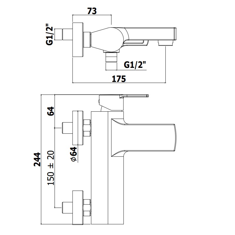 Einhebel Wannenarmaturen Duplex-Duschmischer Paffoni RIN024