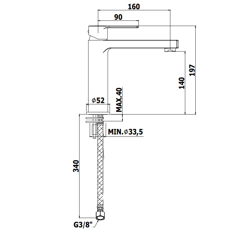 Rubinetti Lavabo Monoleva Miscelatore lavabo con bocca lunga 16 cm Paffoni Ringo RIN074CR