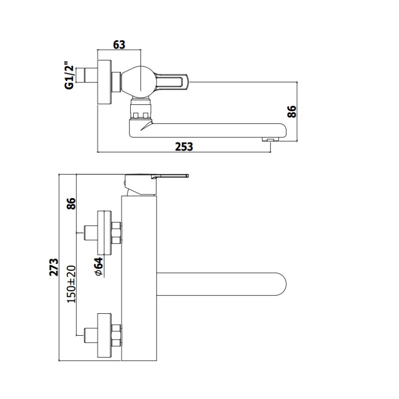 Wall-mounted kitchen taps Wall sink mixer kitchen Paffoni Ringo RIN161CR