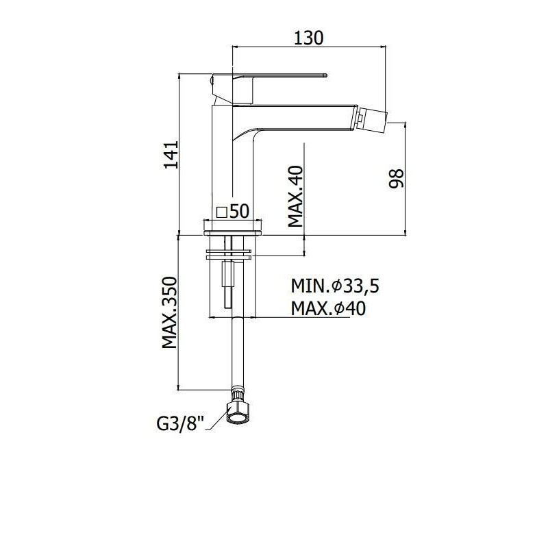 Single lever bidet taps Bidet mixer without pop-up waste Paffoni Tango TA131CR