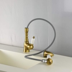 Kitchen taps with shower head Kitchen sink mixer with extractable bronze shower Gattoni Orta  6013465V0