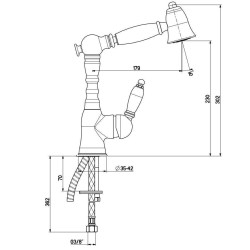 Kitchen taps with shower head Kitchen sink mixer with extractable bronze shower Gattoni Orta  6013465V0