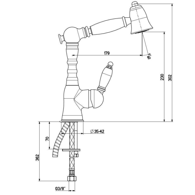 Küchenarmaturen mit Brause Küchenspülmischer mit herausnehmbarer Bronzedusche Gattoni Orta  6013465V0